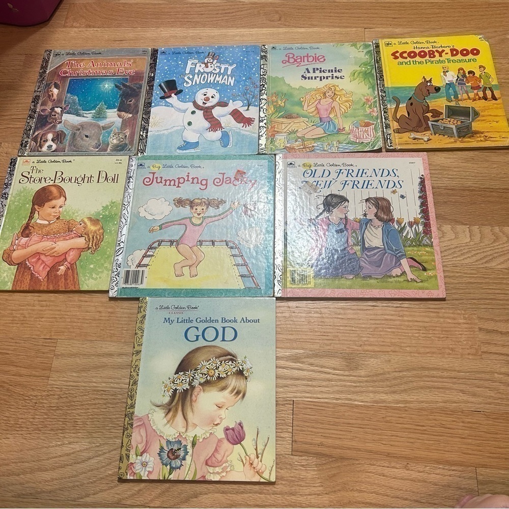 Vintage Little Golden Book Lot Kids Scooby Doo Barbie Frosty the Snowman